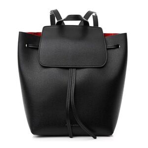 Mansur Gavriel Saffiano Black Leather Backpack with Red Lining
